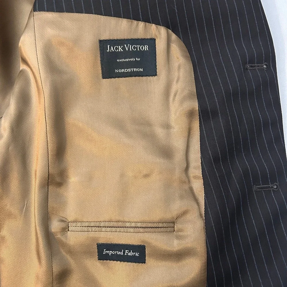Jack Victor Blazer Mens 43 Brown Pinstripe 100% Wool 2 Button Suit Jacket Canada